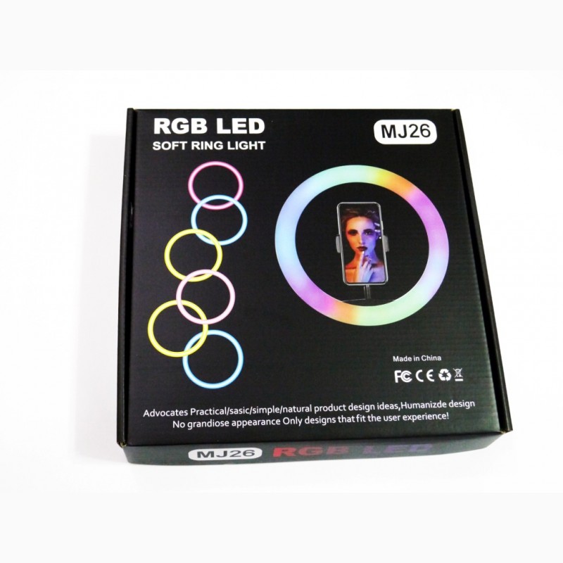 Фото 4. Кольцевая LED лампа RGB MJ26 26см 1 крепл.тел USB