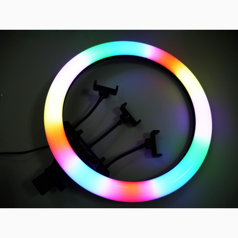 Фото 13. Кольцевая LED лампа RGB MJ18 45см 220V 3 крепл.тел + пульт + чехол