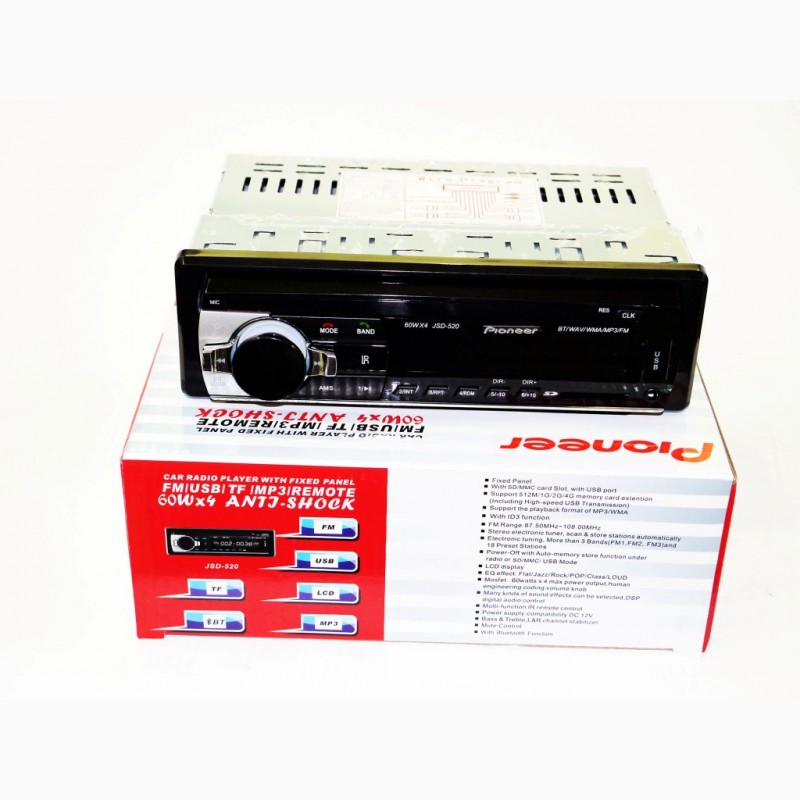 Фото 3. Автомагнитола Pioneer JSD-520 ISO - MP3+FM+USB+SD+AUX + BLUETOOTH