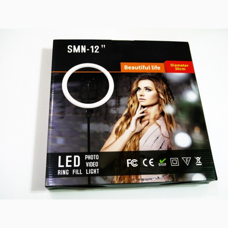Фото 3. Кольцевая LED лампа SMN-12 30см 1 крепл.тел USB