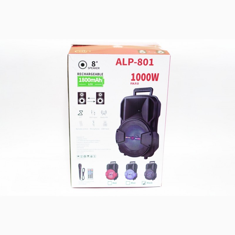 Фото 4. ALP-801 8 Беспроводная портативная bluetooth колонка - чемодан с караоке