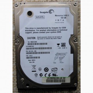 Жесткий диск Seagate 160GB 5400rpm SATA, 2.5 на запчасти