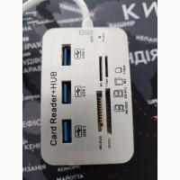 Card reader +Hub USB 3.0 Kebidu, комбінований розгалужувач з 3 USB 3.0 та з читачем карток