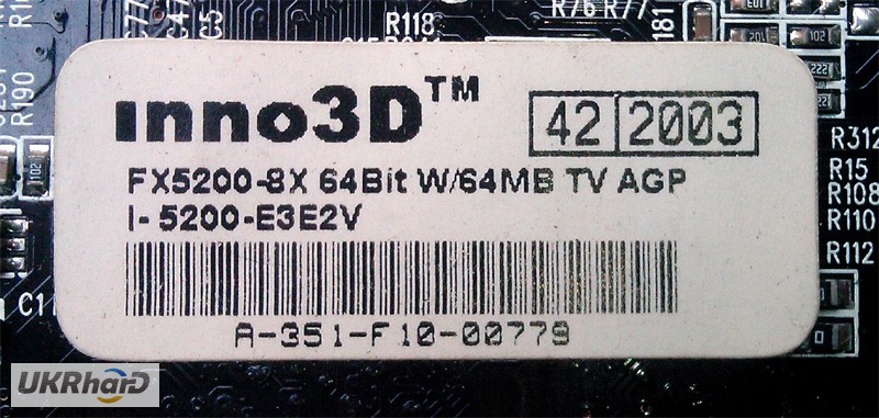 Фото 3. AGP видеокарта inno3D FX5200-8x 64Bit W/64MB
