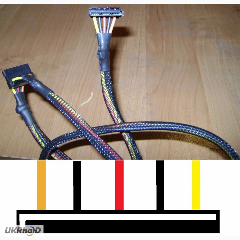 Фото 2. Модульный кабель SATA (тройной, 8pin) для блока питания