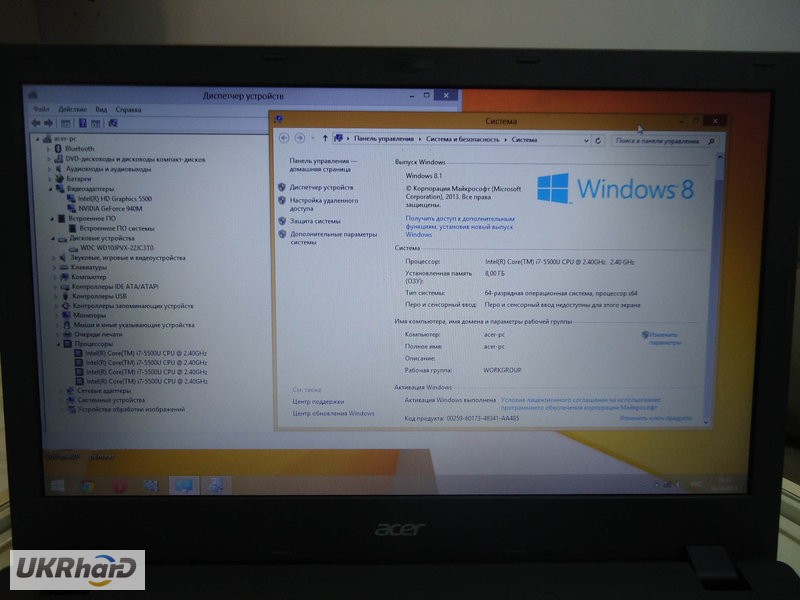Фото 3. Бизнес ноутбук Acer на Core I7 8Gb с игровой видео GeForce 940