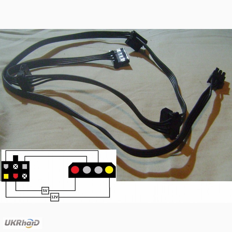 Фото 2. Модульный кабель MOLEX PATA IDE (4 штекера) для блока питания