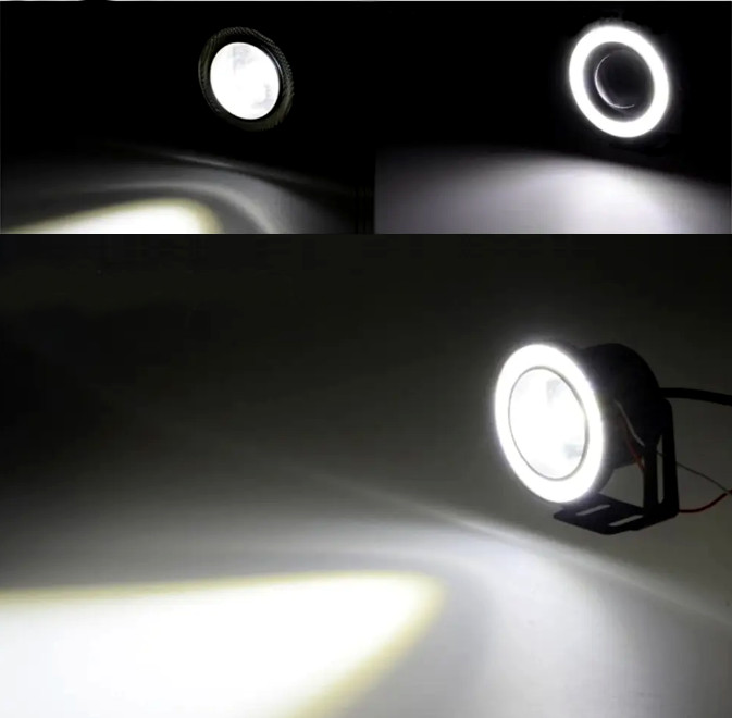 Фото 4. Круглая светодиодная LED фара 20W arctic 2 (линза + ангельские глазки)