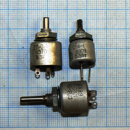 Фото 4. Резисторы переменные (потенциометры) непроволочные СП1, СП3, СП4