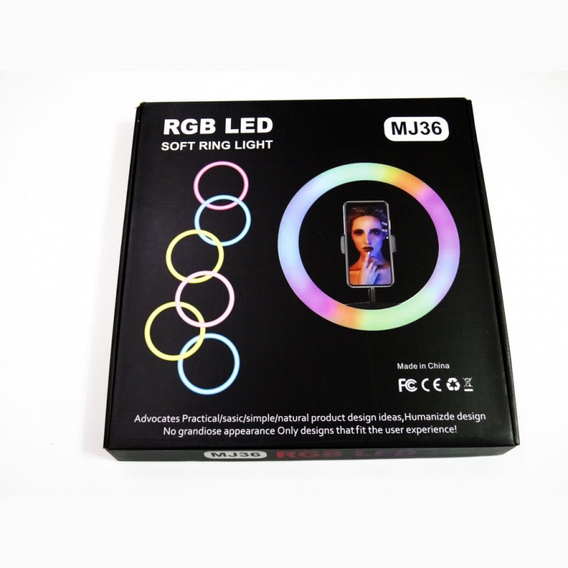 Фото 2. Кольцевая LED лампа RGB MJ36 36см 3 крепл.тел USB