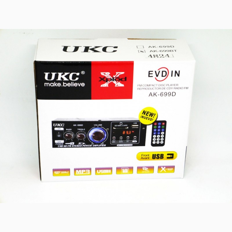 Фото 4. Усилитель звука UKC AK-699BT - Bluetooth, USB, SD-карта, MP3 2x300W 2х канальный