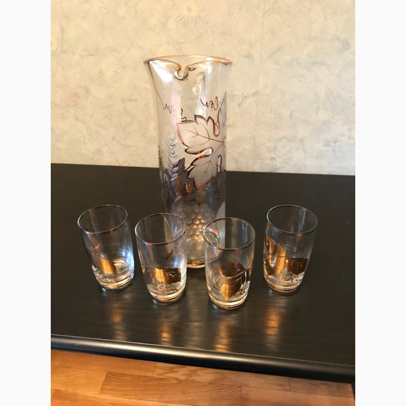 Фото 6. Винтажный графин для напитков с 4 стаканами, Чехословакия, 70-е годы