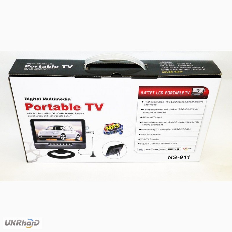 Фото 3. 9, 5 Портативный TV 911 USB+SD + батарея