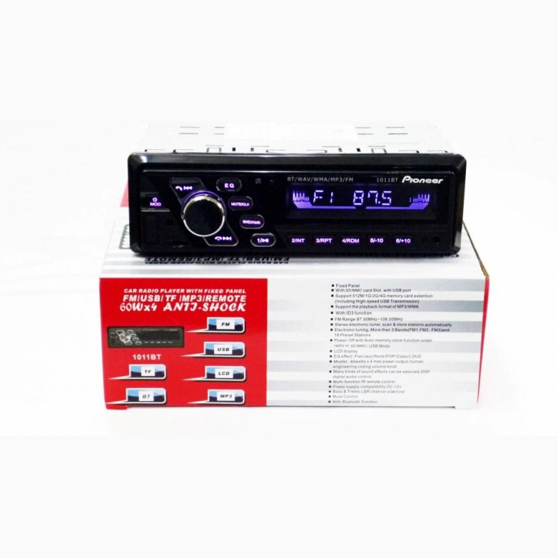 Фото 5. Автомагнитола Pioneer 1011BT ISO - Bluetooth - RGB подсветка- MP3 Player, FM, USB, SD, AUX