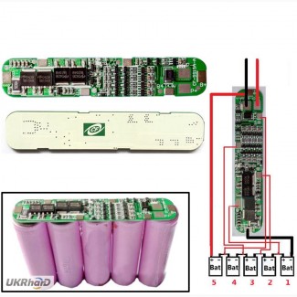 BMS 5S 15-25А, 21V Контроллер заряда разряда, плата защиты Li-Ion аккумулятора