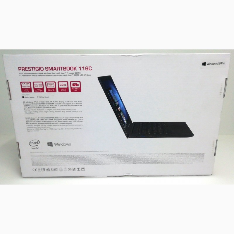 Фото 2. Ноутбук невесомый Prestigio SmartBook 116C 11.6 IPS FullHD Atom